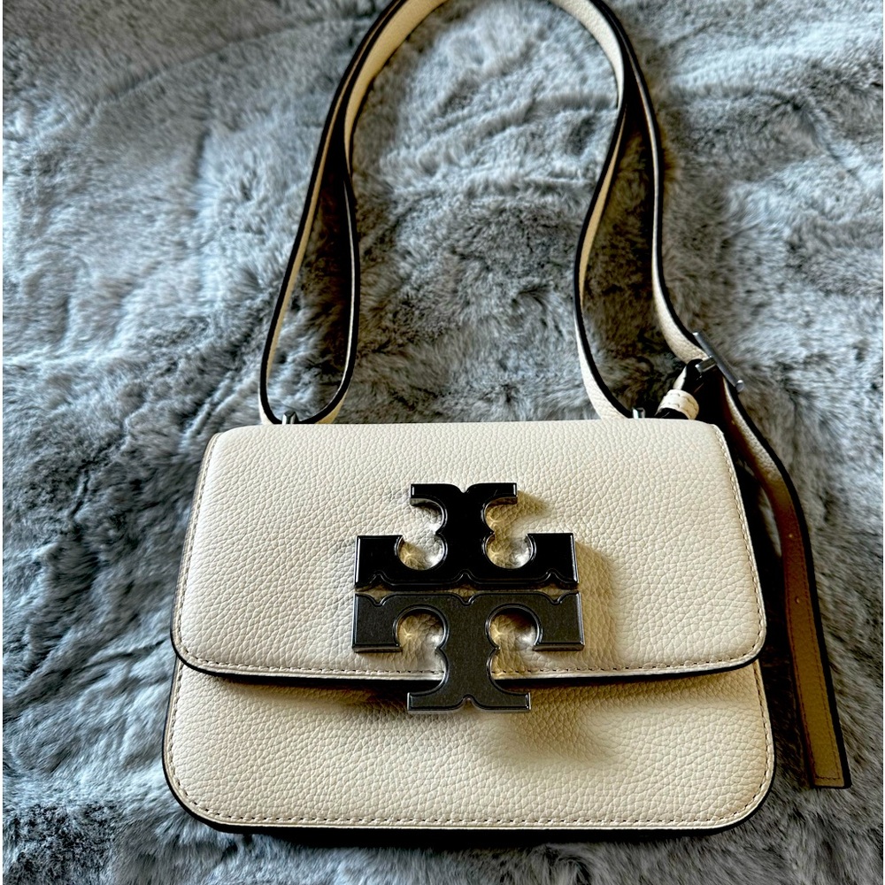 Tory Burch Small Eleanor Pebbled bag in Light Yellow/ Cream